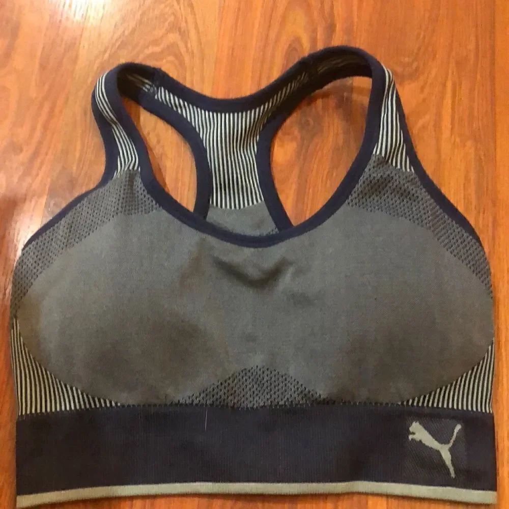 Puma Blue padded sports bra. Size S